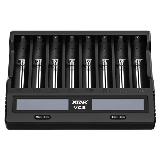 XTAR 8-Slot Battery Charger LCD Display Charger QC3.0 Type C Fast Charger for 21700 / 18650 Battery, VC8