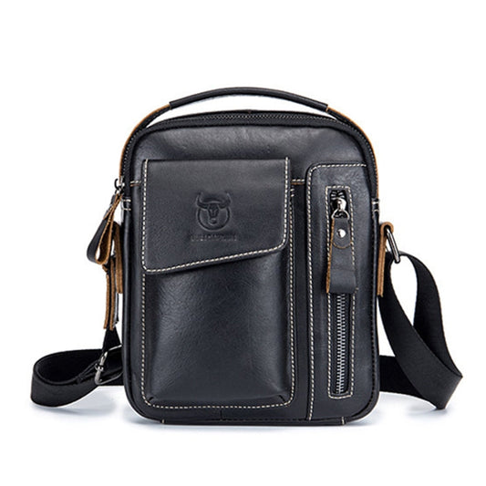 BULL CAPTAIN 037 First-Layer Cowhide Messenger Bag Male Soft Leather Shoulder Bag(Black)