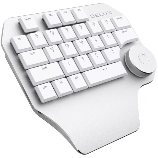 DELUX T11 29 Keys Single-Hand Keyboard Shortcut Key Speech Tool Flat Keyboard, Colour: Silver, Silver