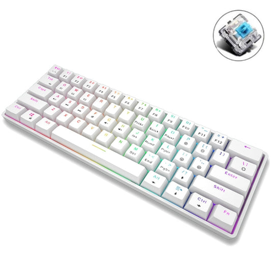 LEAVEN K28 61 Keys Gaming Office Computer RGB Wireless Bluetooth + Wired Dual Mode Mechanical Keyboard, Cabel Length:1.5m, Green Axis (White), Green Axis (Blue), Green Axis (Pink), Red Axis (White), Red Axis (Blue), Red Axis (Pink), Tea Axis (White)