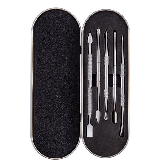 Nail Art Tool Set Smoke Cream Spoon Stainless Steel Steel Push Smoke Oil Spoon, 5 In 1 Silver, 6 In 1 Silver, 5 In 1 Color Titanium, 6 In 1 Color Titanium