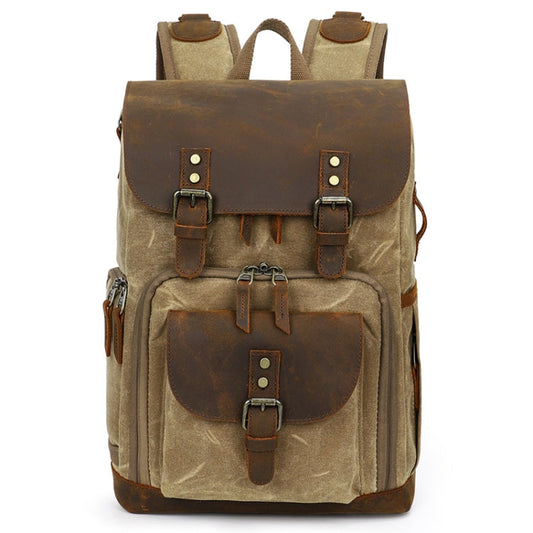 K-86 Casual Shoulder Camera Bag Contrast Waterproof Batik Canvas Single Digital Camera Photo Backpack, Yellow, Khaki, Gray, Green