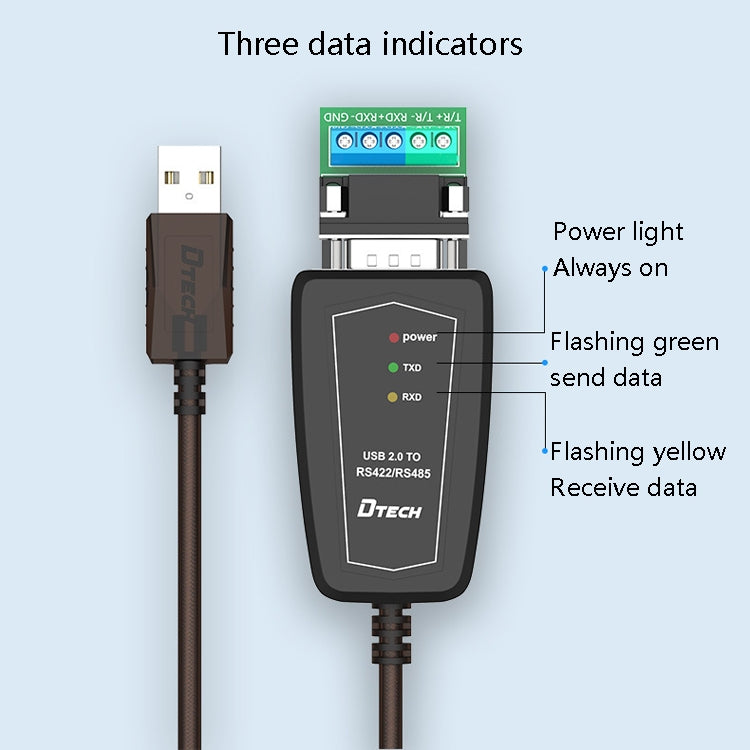 DTECH DT-5019 USB to RS485 / RS422 Conversion Cable, FT232 Chip, Length:, 0.5m, 1.5m