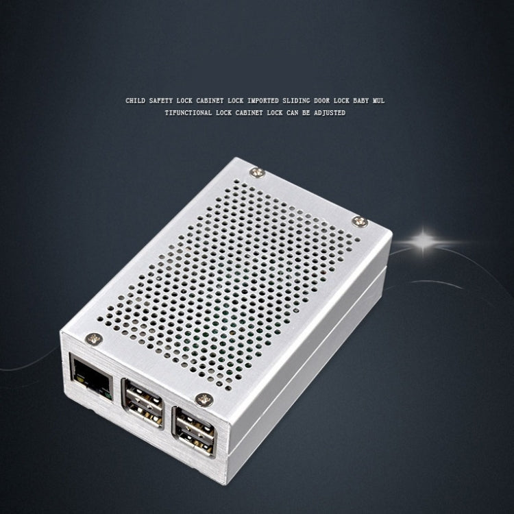 Aluminum Alloy Shell Grid Cooling Box For Raspberry Pi 3 Model B Pi 2/B +, Black, Black with Fan, Silver, Silver with Fan
