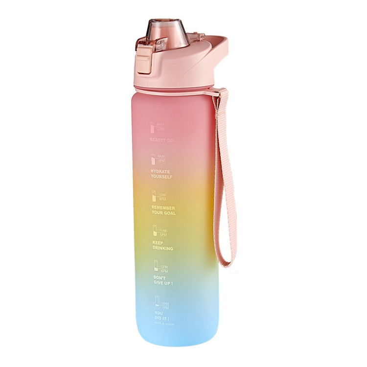 1000ml Large Capacity Gradient ColorsPlastic Sports Water Cup, Silver Gray, Cherry Pink, Sky Blue