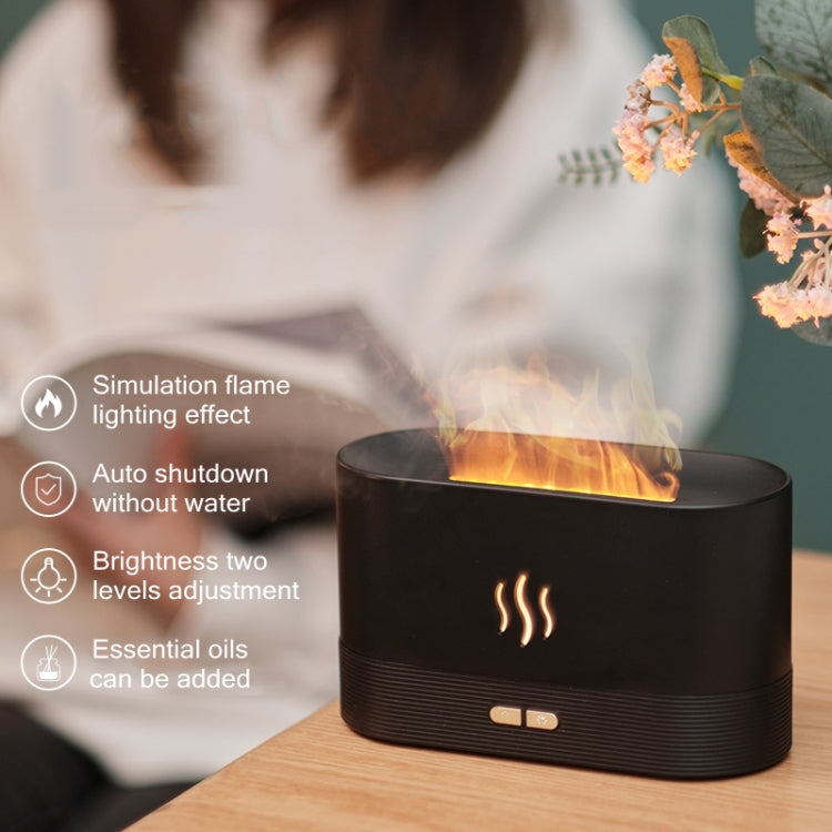 Flame Aroma Diffuser Night Light Humidifier(Black)