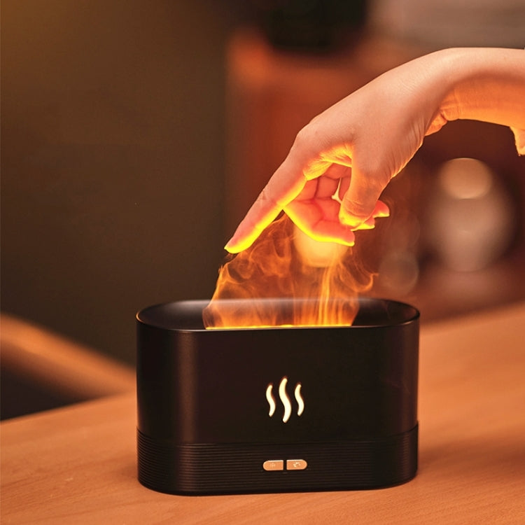 Flame Aroma Diffuser Night Light Humidifier(Black)