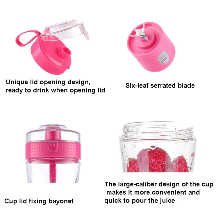 6-Blade Electric Fruit Juicer Juice Cup, Black, White, Yellow, Purple, Green, Blue, Deep Blue, Rose Red