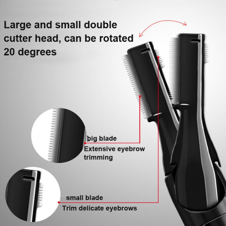 Double Cutter Head Electric Eyebrow Trimmer Epilator Children Hair Clipper(Black)