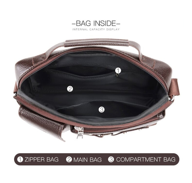 WEIXIER D235 Men Shoulder Bag Portable PU Leather Handbag(Litchi Texture Brown)