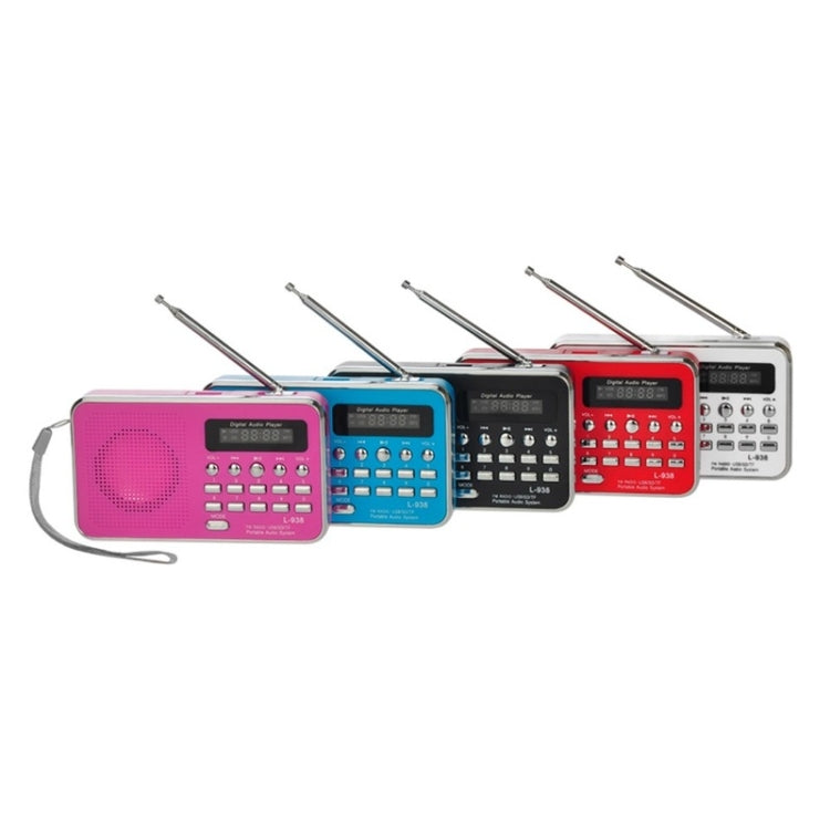 L-938  MP3 Audio Player FM Radio Support  SD MMC Card AUX-IN Earphone-out, Blue, Red, Pink, White, Black