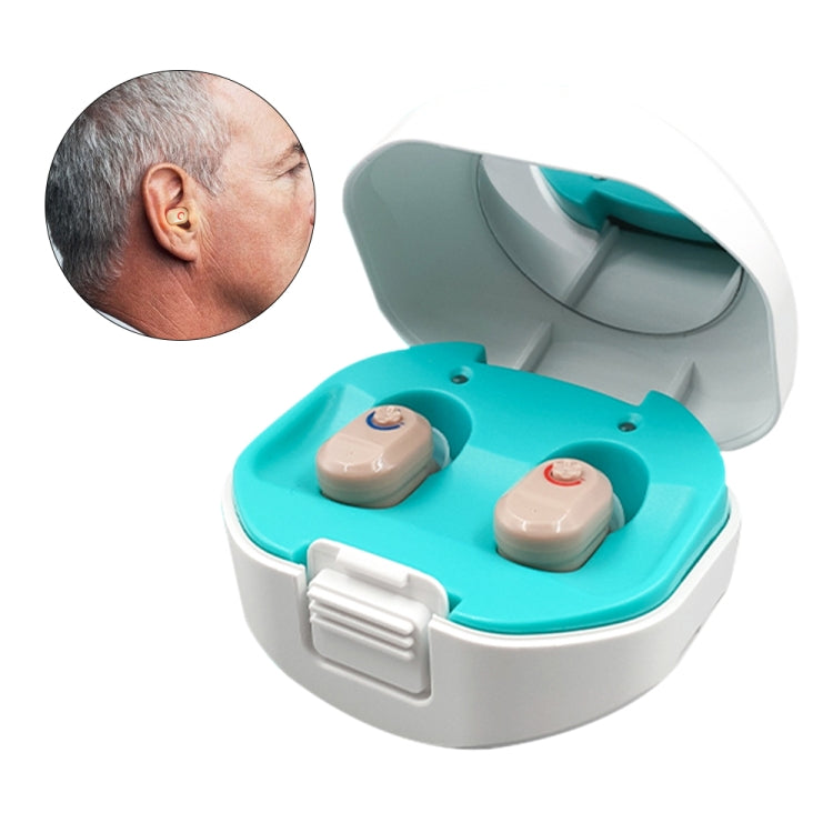 TWS On-Ear Sound Amplifier Hearing Aid with Charging Compartment, White, Black, Skin Color