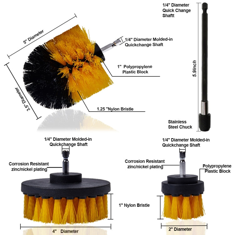 26 PCS / Set Car Beauty Car Wash Detail Brush Electric Drill Brush Outlet Brush(Yellow)
