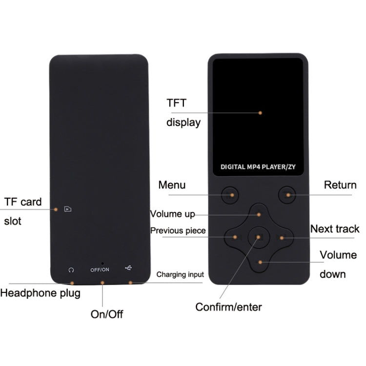 T68 Card Lossless Sound Quality Ultra-thin HD Video MP4 Player, Cross Key