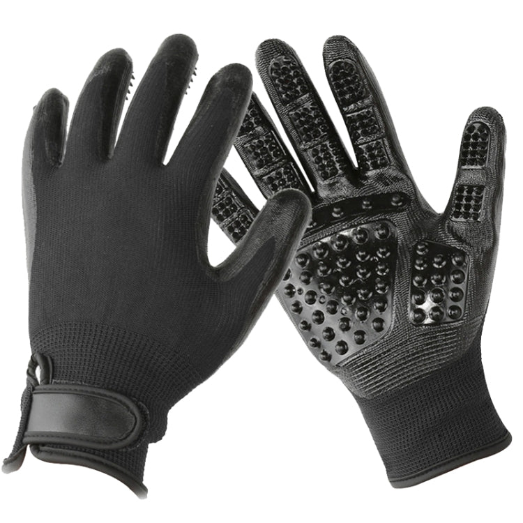 Pet Massage Bath Gloves Hair Removal Cleaning Paste Gloves(Black)