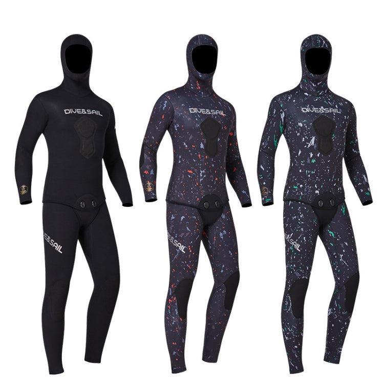 DIVE&SAIL 5mm Split Thick And Keep Warm Long Sleeves Hooded Diving Suit, 5mm M Green, 5mm XXXL Orange, 5mm M Black, 5mm M Orange, 5mm L Green, 5mm L Black, 5mm L Orange, 5mm XL Green, 5mm XL Black, 5mm XXL Green, 5mm XL Orange, 5mm XXL Black           ...