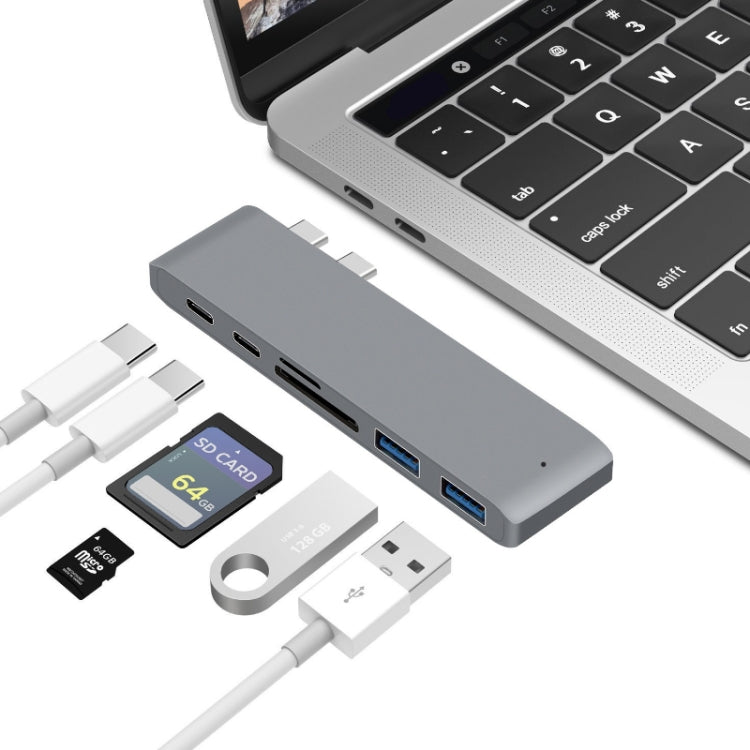 USB-C To HDMI Splitter Docking Station Card Reader, Specificationï¼? 6 in 1 Gray