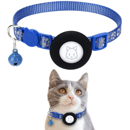 Pet Cat Reflective Collar with Bell for AirTag 2nd Gen / AirTag 1st Gen, Blue, Purple, Black, Pink, Orange, Light Green, Rose Red, Green, Yellow