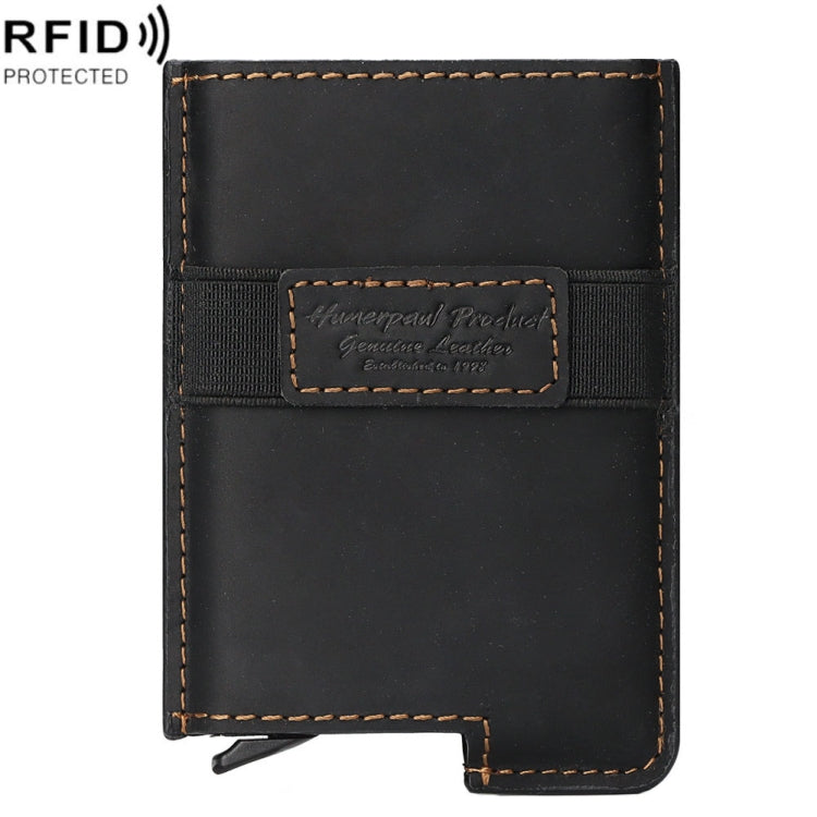 HUMERPAUL BP977 RFID Anti-Theft Card Box Leather Automatic Credit Card Set, BP977 Dark Brown, BP977 Brown, BP977 Black