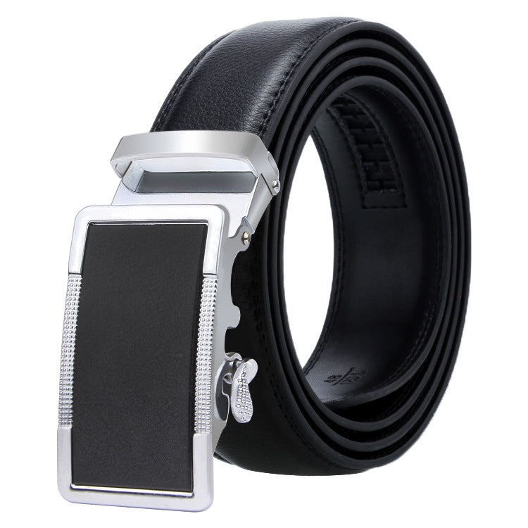 Dandali Casual Men Automatic Buckle Belt Business Soft Leather Pants Band, 125cm