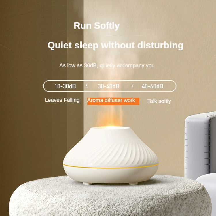 DQ705 Volcanic Flame Aroma Diffuser Essential Oil Lamp Air Humidifier with Color Night Light, DQ705(Beige), DQ705(Black)