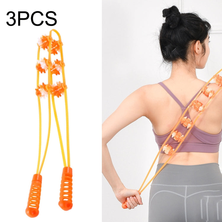 3PCS Plastic Back Puller Shoulder Waist Back Manual Roller Massager, Style:, Two Wheels (Yellow), Three Wheels (Green), Three Wheels (Yellow)