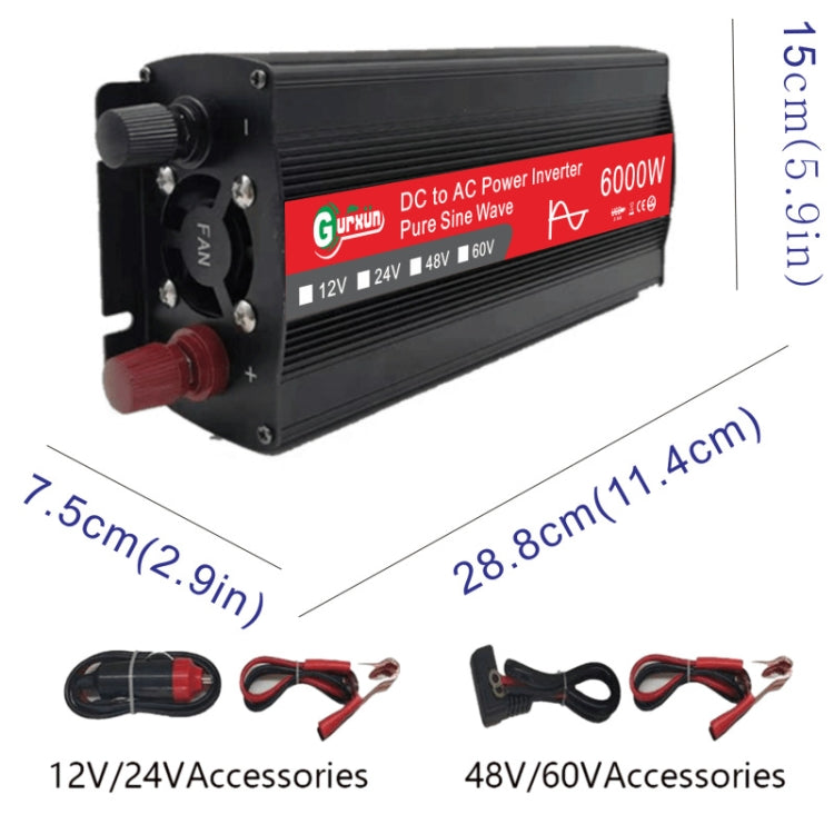 Gurxun 6000W High Power Sine Wave Inverter With Single Digital Display, 6000W 48V-220V, 6000W 60V-220V, 6000W 12V-220V, 6000W 24V-220V