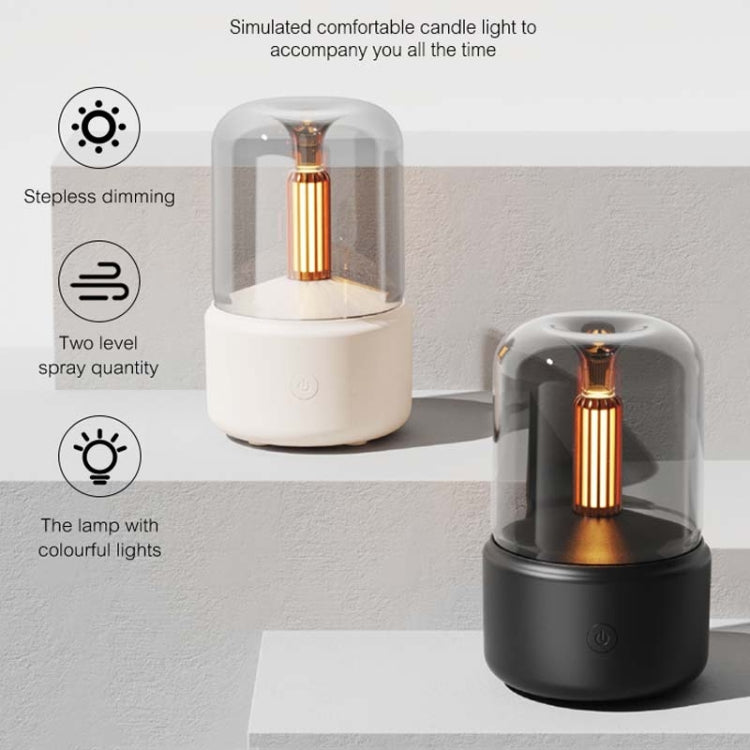 120ML Simulated Candlelight Aroma Diffuser USB Home Atmosphere Night Light Humidifier, DQ702 (Black), DQ702 (Beige)
