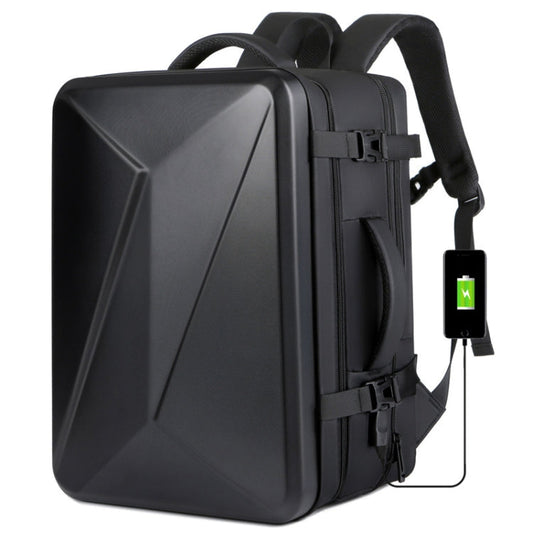Large-capacity Waterproof Expandable Hard Shell Backpack with USB Charging Hole(162 Black)
