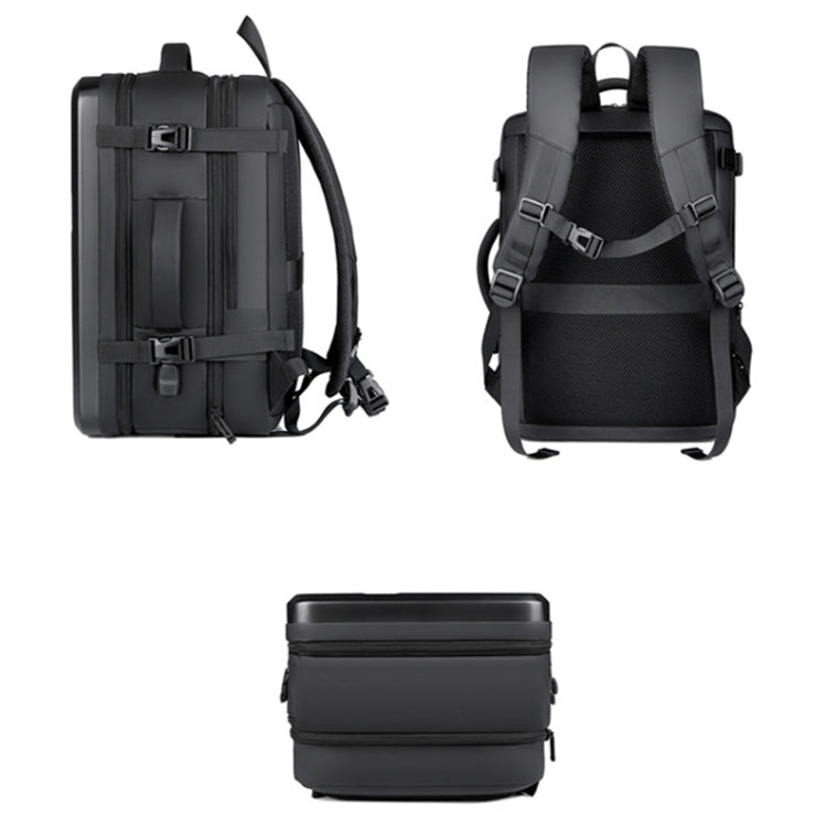 Large-capacity Waterproof Expandable Hard Shell Backpack with USB Charging Hole(162 Black)
