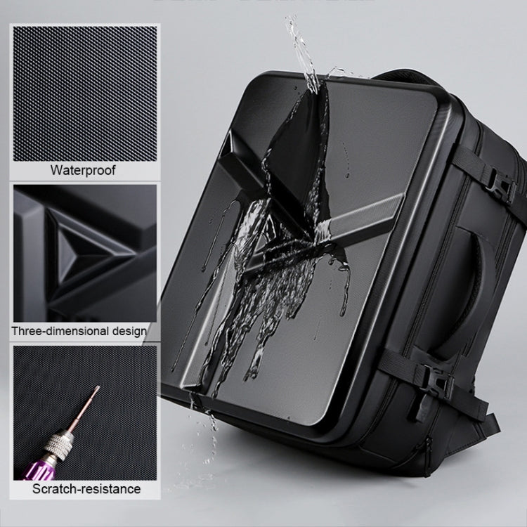 Large-capacity Waterproof Expandable Hard Shell Backpack with USB Charging Hole(162 Light Gray)