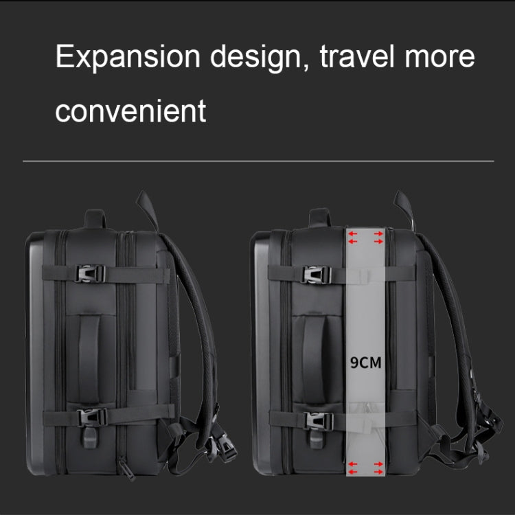 Large-capacity Waterproof Expandable Hard Shell Backpack with USB Charging Hole(161 Black)