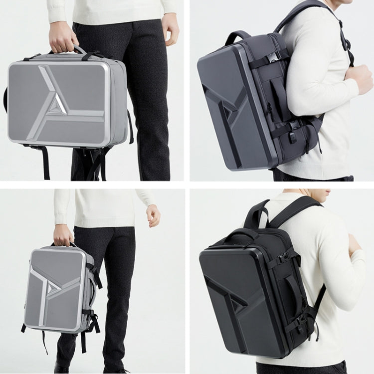 Large-capacity Waterproof Expandable Hard Shell Backpack with USB Charging Hole(162 Black)