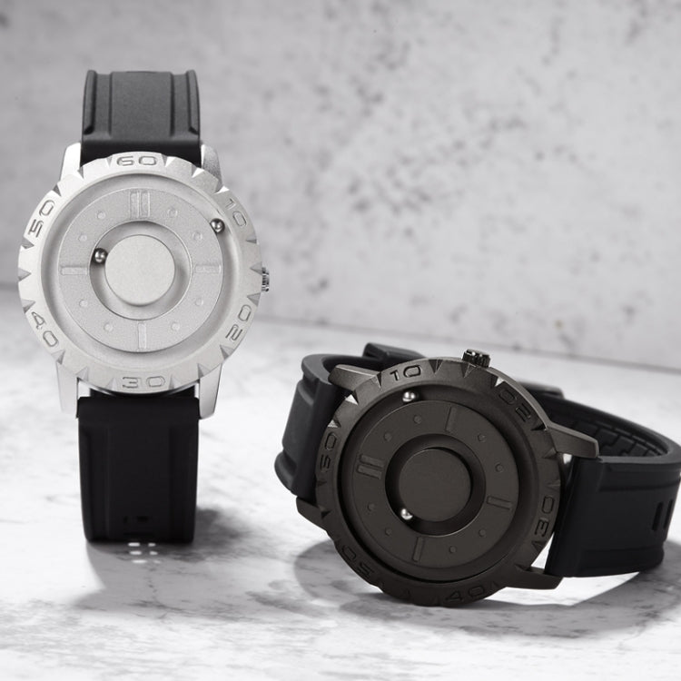EUTOUR E030 Magnetic Ball Men Bezel-Free Design Watch(Silver Steel Strip)