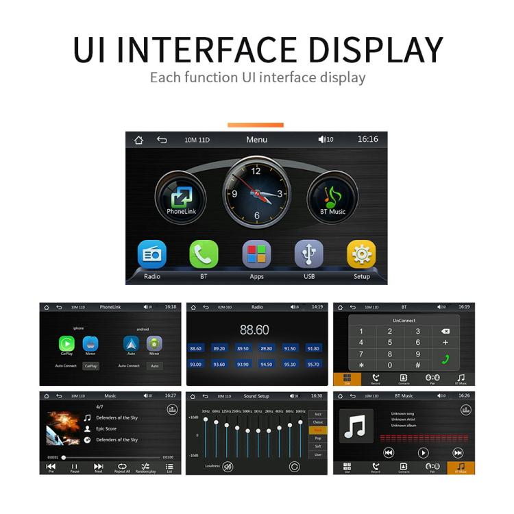 7 inch AHD Wireless CarPlay Car MP5 Player, Support Mobile Phone Interconnection, B5300 With Camera