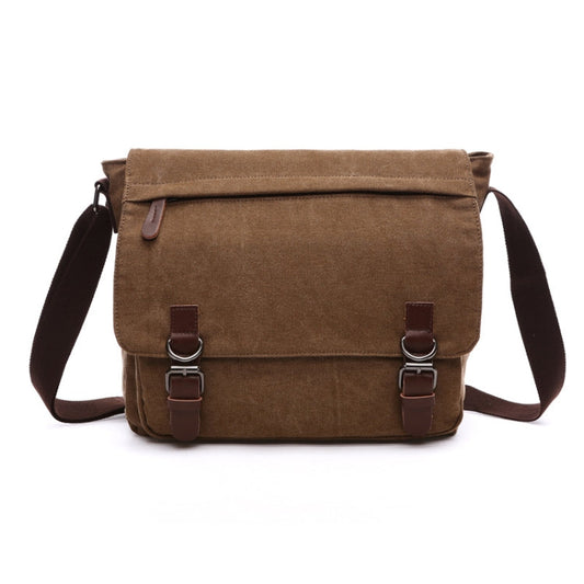 Versatile Canvas Shoulder Messenger Bag Business Computer Bag, Color: Coffee Medium