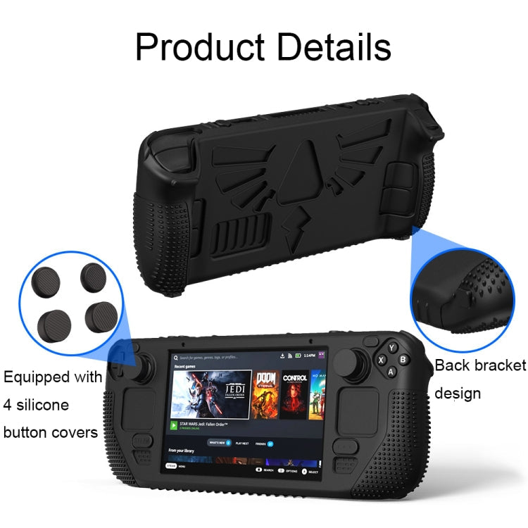 For Steam Deck V V4-1 Silicone Non-slip Protective Case for Pocket Consoles with Holder Function, V4-1(Blue), V4-1Black), V4-1(Red), V4-1(Green)