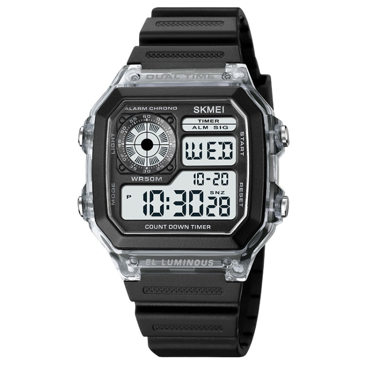 SKMEI 1998 Transparent Shell Ice Sensor Outdoor Sports Waterproof Multi-function Watch, 1998 Black, 1998 White