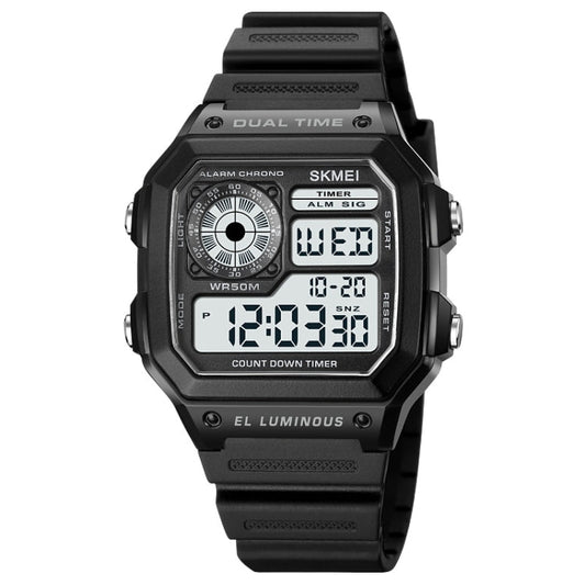 SKMEI 1998 Transparent Shell Ice Sensor Outdoor Sports Waterproof Multi-function Watch, 1998 Black, 1998 White