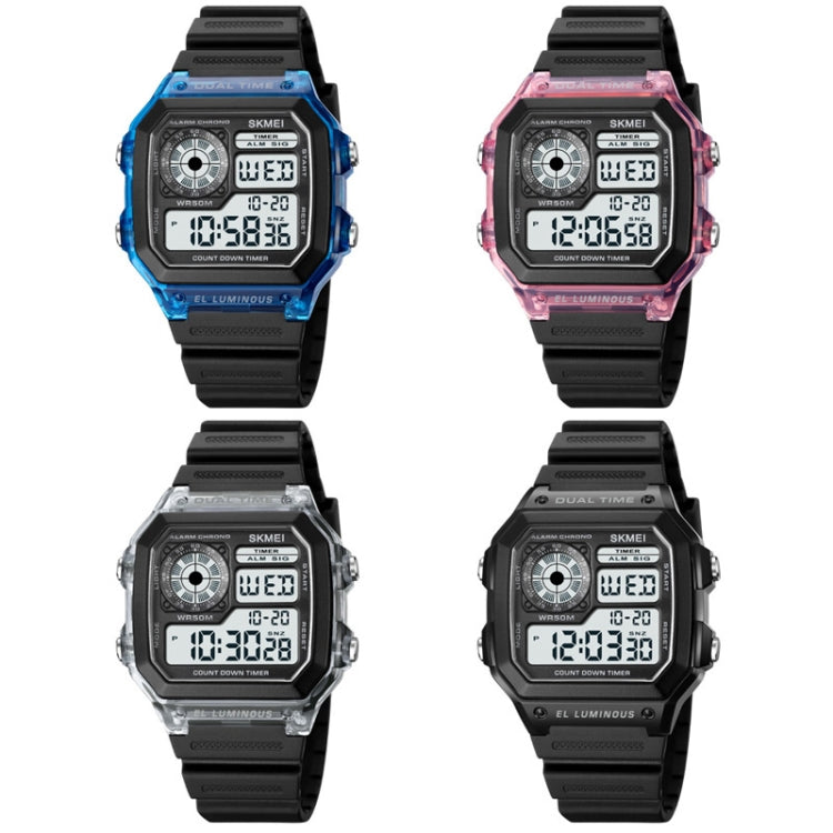 SKMEI 1998 Transparent Shell Ice Sensor Outdoor Sports Waterproof Multi-function Watch, 1998 Black, 1998 White