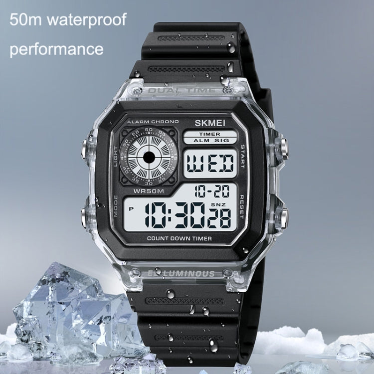 SKMEI 1998 Transparent Shell Ice Sensor Outdoor Sports Waterproof Multi-function Watch, 1998 Black, 1998 White