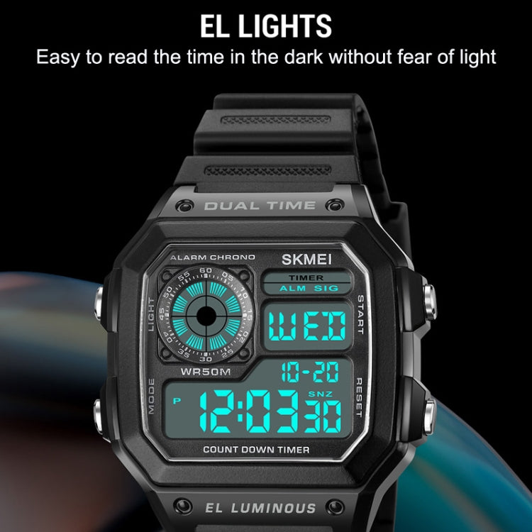 SKMEI 1998 Transparent Shell Ice Sensor Outdoor Sports Waterproof Multi-function Watch, 1998 Black, 1998 White