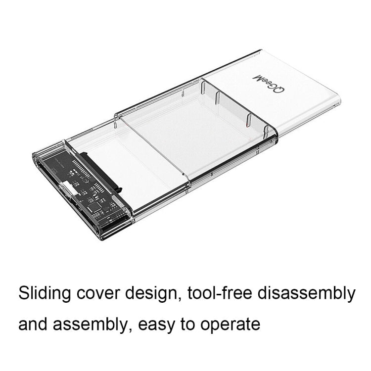 Type-C/USB-C QGeeM USB3.0 Transparent High-Speed 2.5 Inch Universal Laptop External Hard Disk Box