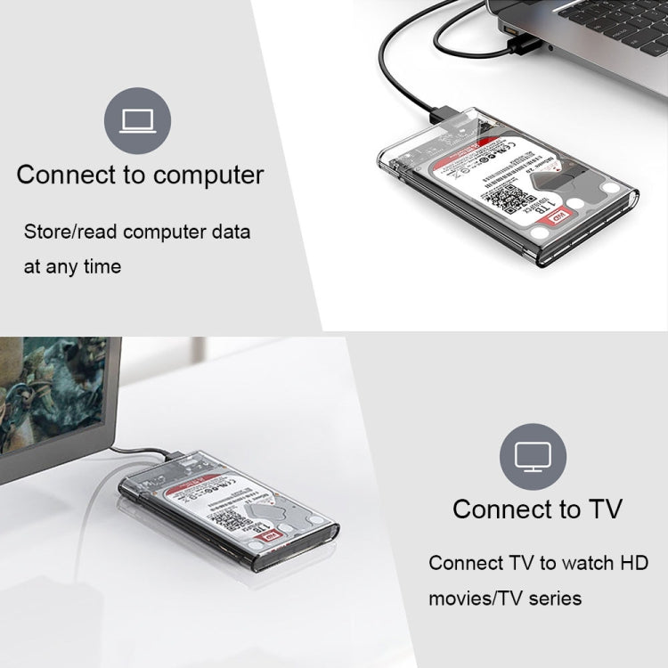 Type-C/USB-C QGeeM USB3.0 Transparent High-Speed 2.5 Inch Universal Laptop External Hard Disk Box