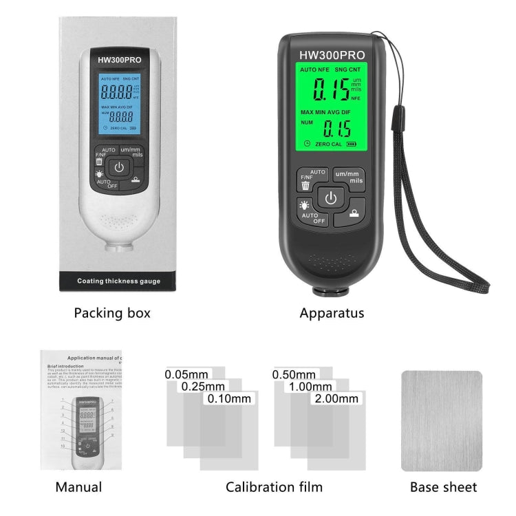 HW-300PRO High Precision Coating Paint Powder Layer Thickness Gauge Anti-slip Paint Film Gauge, HW-300PRO Black, HW-300PRO White