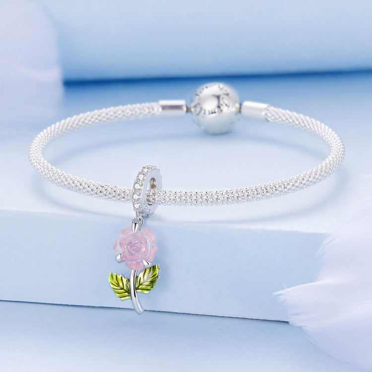 Sterling Silver Zircon Rose UV Color Changing Bead Accessory