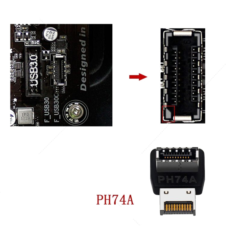 2pcs USB3.1 Type-E Computer Motherboard Interface 90 Degrees Elbow Front Type-C Adapter