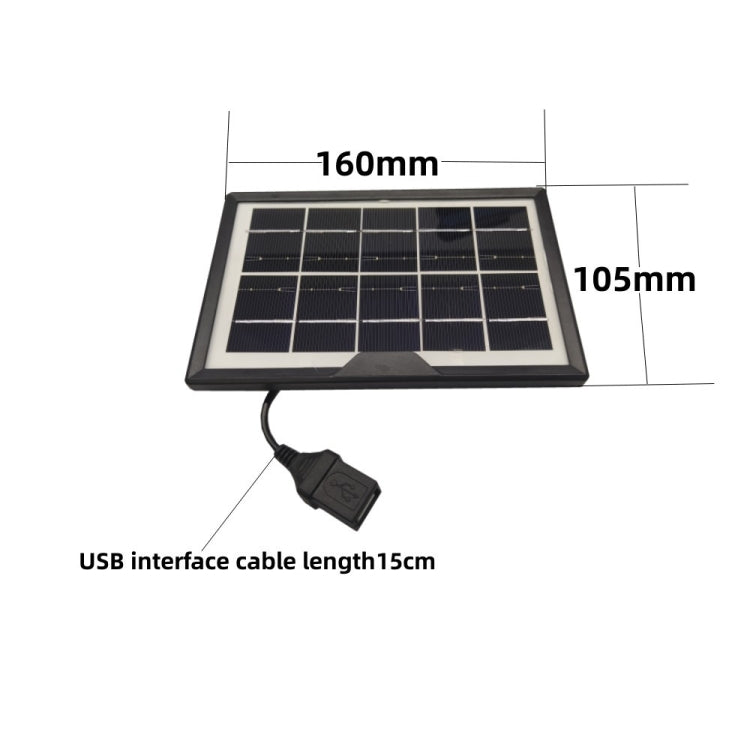 Small Table Lamp Flashlight With USB Female Head 5V/1.8W Solar Panel(Black)