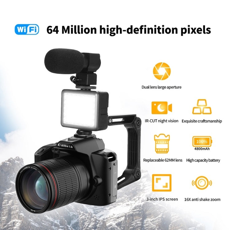 Dual-camera  64 Million Pixel High-definition WIFI Digital Camera Standard+Light+Lens+Mic+Bracket