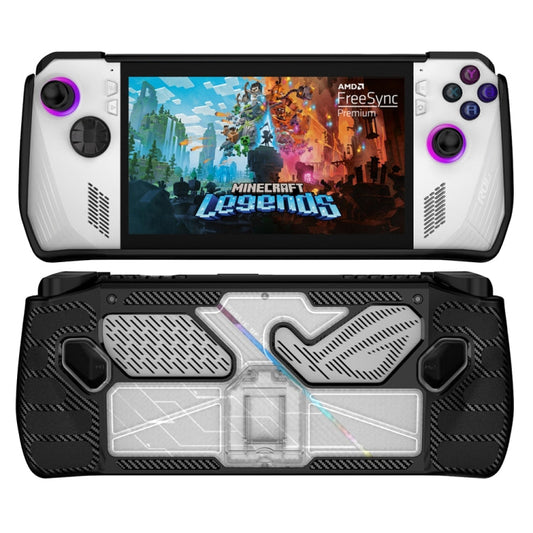 For ASUS Rog Ally Game Console PC+TPU Protective Case Cover With Bracket, PC+TPU  Black+Transparent